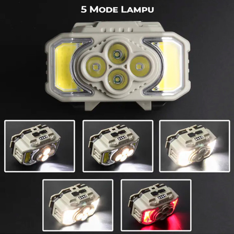 چراغ پیشانی مدل COB+4LED SENSOR